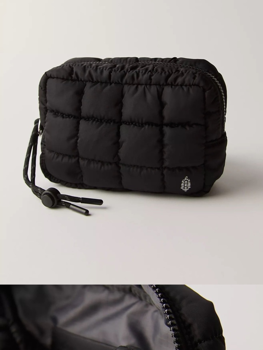 Free People Quilted Black Toiletry Pouch